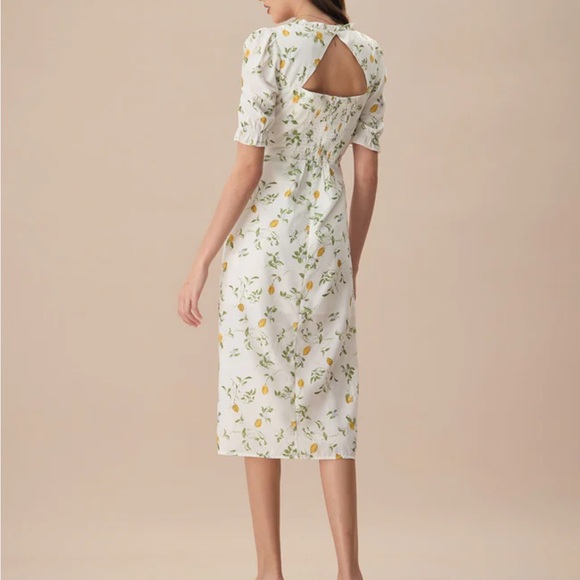 Rihoas The White Square Neck Frill Trim Floral Midi Dress - Picture 4 of 6
